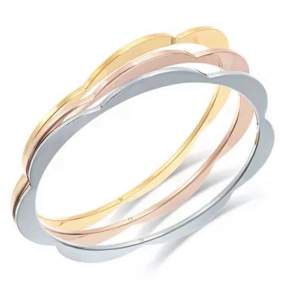 kate spade ♠️ tri-tone 3 pc scalloped bangle bracelet